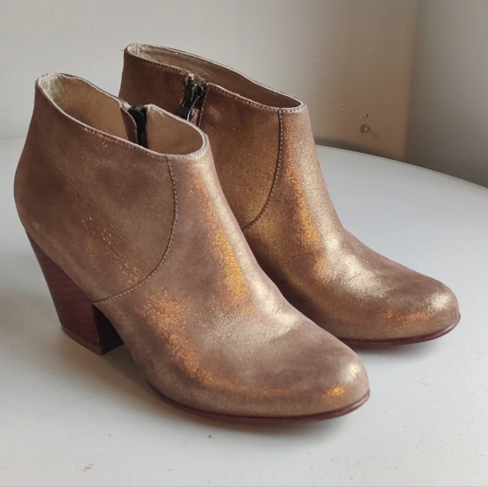 Fortress of Inca Ankle Boot Heels Antique Gold Leather Womens 6 Anthropology